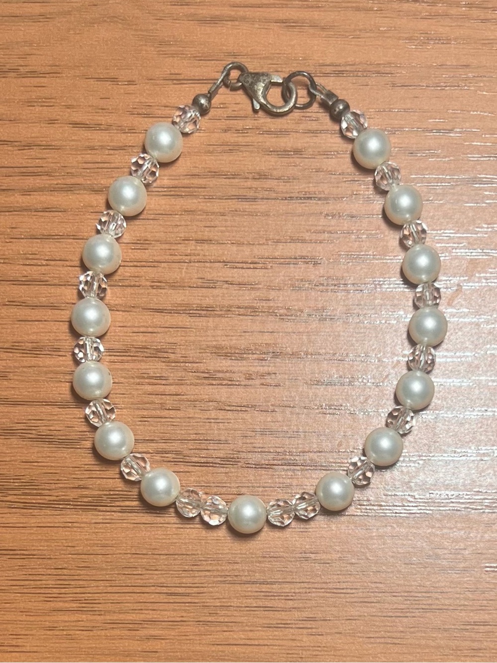 Classic Pearl and Crystal Bead Bracelet - White